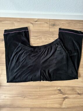 Juicy Couture Black Velour Lounge Pants Track Pants Rhinestone Logo Y2K